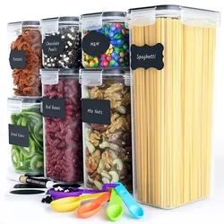Custom Pp Plastic Airtight Kitchen Reusable Stackable Dry Cereal Food Storage
